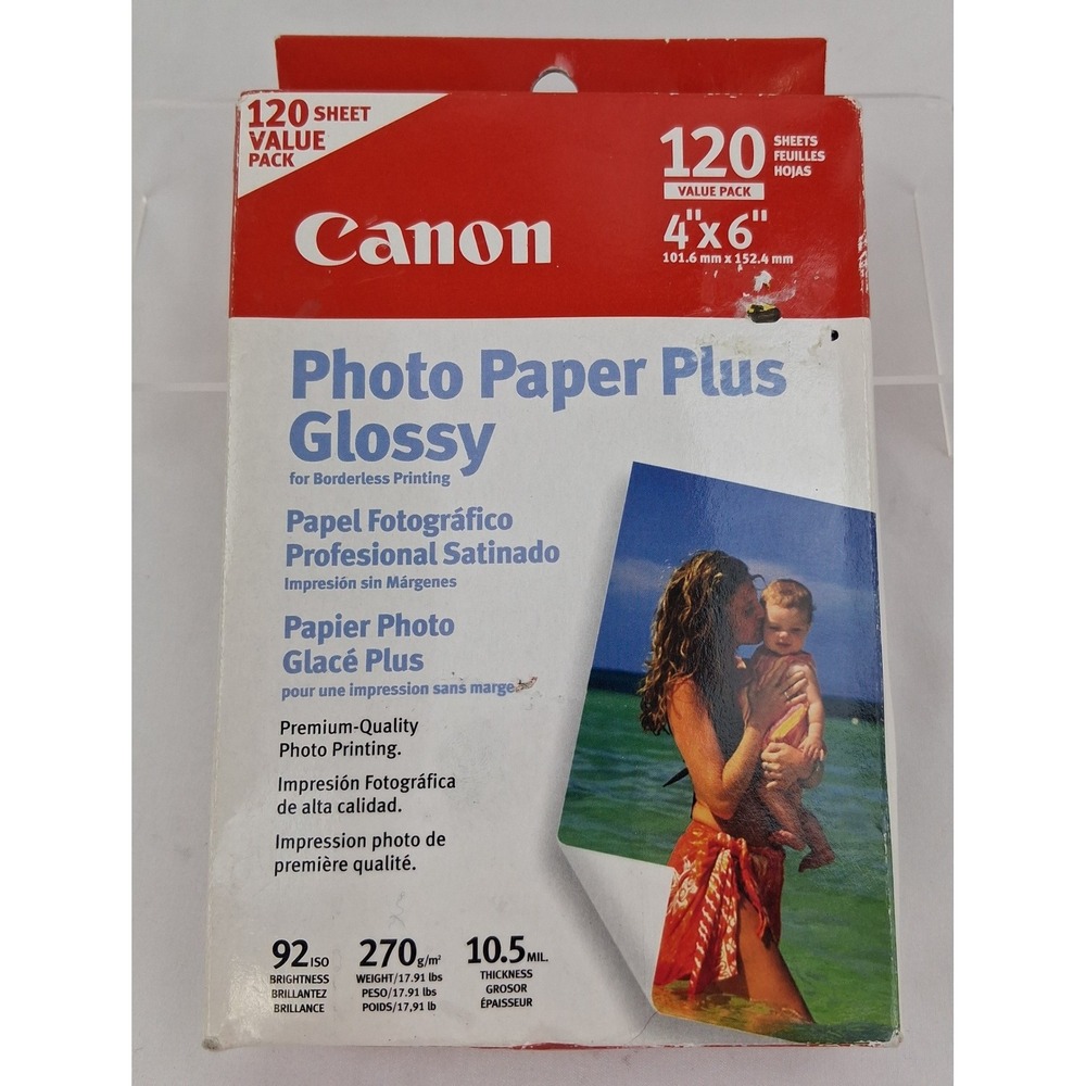 Canon Photo Paper Plus Glossy 4x6 120 Sheets PP-101 7980A022AA 10.5‎ mil 270gsm